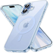 JETech Magnetic Case for iPhone 17 6.3-Inch Compatible with MagSafe, Shockproof Phone Bumper Cover, Anti-Scratch Clear Back (Clear) - Mist Blue