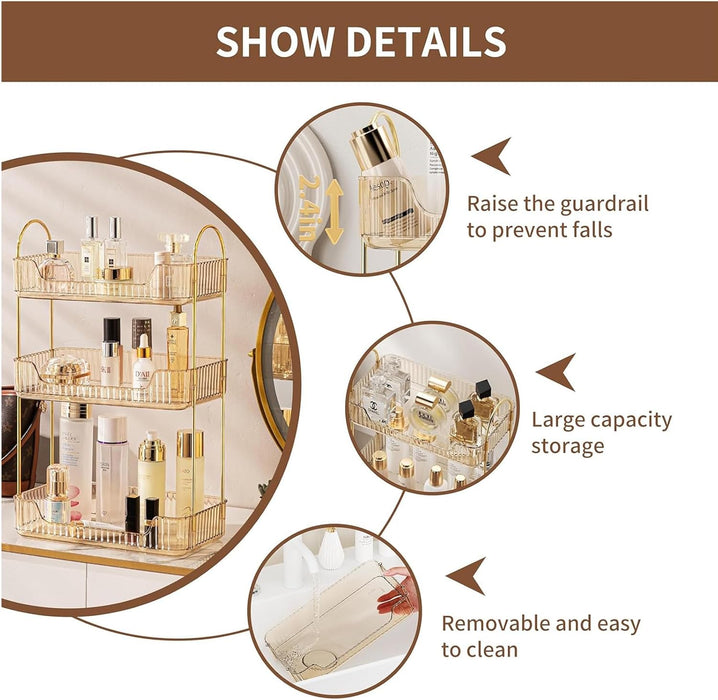 U-HOOME Bathroom Counter Organizer, Countertop Organizer and Storage,Bathroom Shelf Organizer,Cosmetics Skincare Shelf Organizer,Makeup Organizer Perfume for Dresser Vanity Tray, Spice Rack (Clean3)