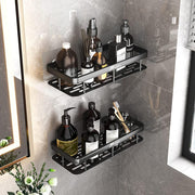 24HOCL Shower Caddy ShelfThickened Upgraded Version, Adhesive Black Bathroom Shower Rack, No Drilling Wall Mounted Shower Organizer, Rustproof Basket for Bathroom, Toilet, Kitchen (2 Pack)