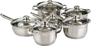 Wilson by Cuisine Art Stainless Steel 12-Piece Cookware Set - Casserole, Saucepan, Fry PanCooking set Heavy Duty With Stainless Steel Handle Gas, Stovetops Compatible For Family Meals