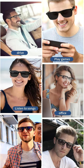 Smart Audio Glasses MG02 – Bluetooth 5.3 Touch Control Super Bass Hands-Free Calls | Open-Ear Wireless Sunglasses Lightweight Stylish Black | for iPhone Samsung Huawei, One Size