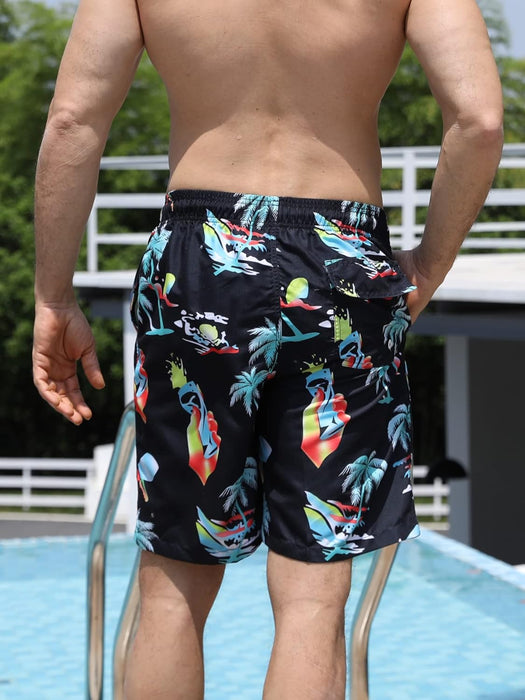 Maeau Men Swim Beach Shorts Quick Dry Swimming Trunks Drawstring Surfing Board Shorts