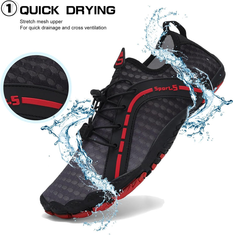 TcIFE Water Shoes for Men Women, Beach Shoes Summer Outdoor Footwear, Barefoot Socks, Quick Dry, for Beach, Swim, Pool, Surf, Boat, with Drain Holes