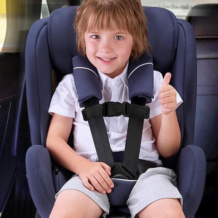 Sulfar Universal Child Chest Harness Clip, Car Seat Safety Belt Clip Buckle, Anti-Slip Baby Chest Clip Guard Compatible with Seats, Strollers, Schoolbags, for 1.5-inch Width Harness (black, grey)