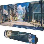 Desk Mat, Field Landscape Oil Painting Extended Gaming Mouse Pad Large, 31.5"x11.8" Big Mouse Pad with Non-Slip Base and Stitched Edge, Long Computer Keyboard Mouse Mat for Home Office Work - 39.9 x 89.9 Ø³Ù Anime Summer Street Scenery
