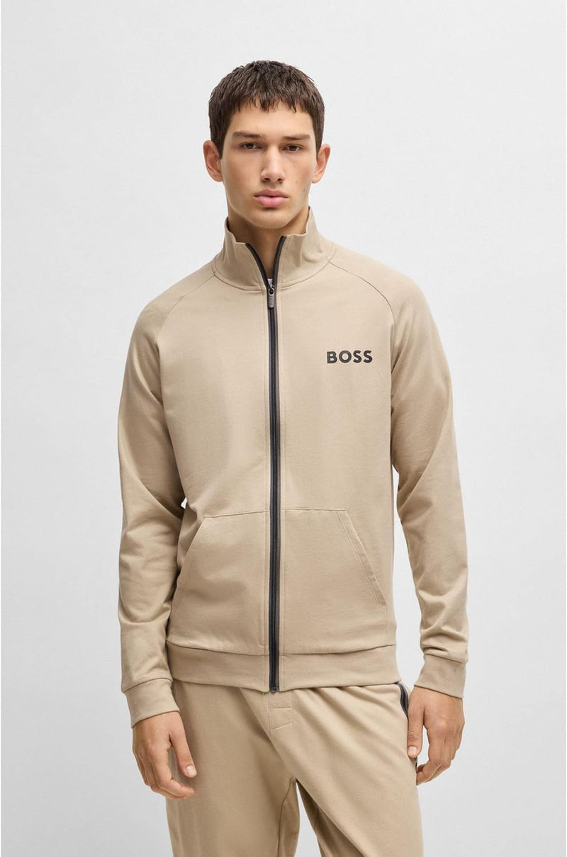 BOSS Men's Authentic Jacket Z Cotton Terry Jacket with Zip and Logo Print