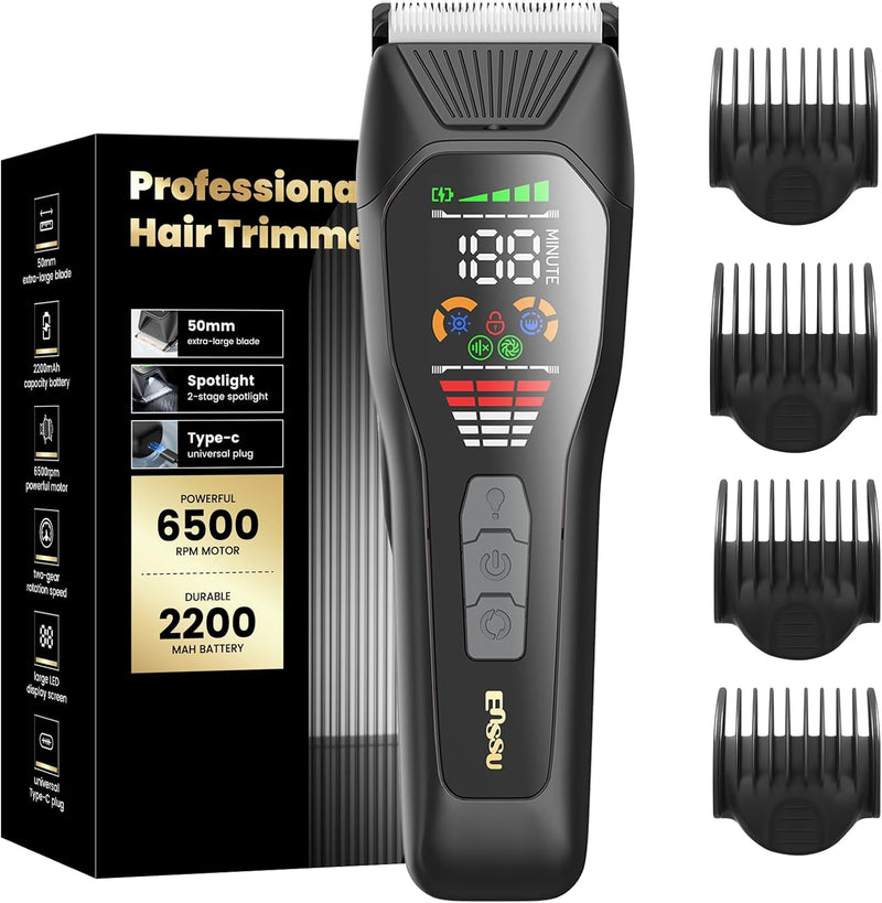ENSSU Body Trimmer for Men, Electric Manscape Hair Trimmer, Waterproof Ball Trimmer for Chest, Beard, and Pubic Hair with LCD Display, Recharge Dock