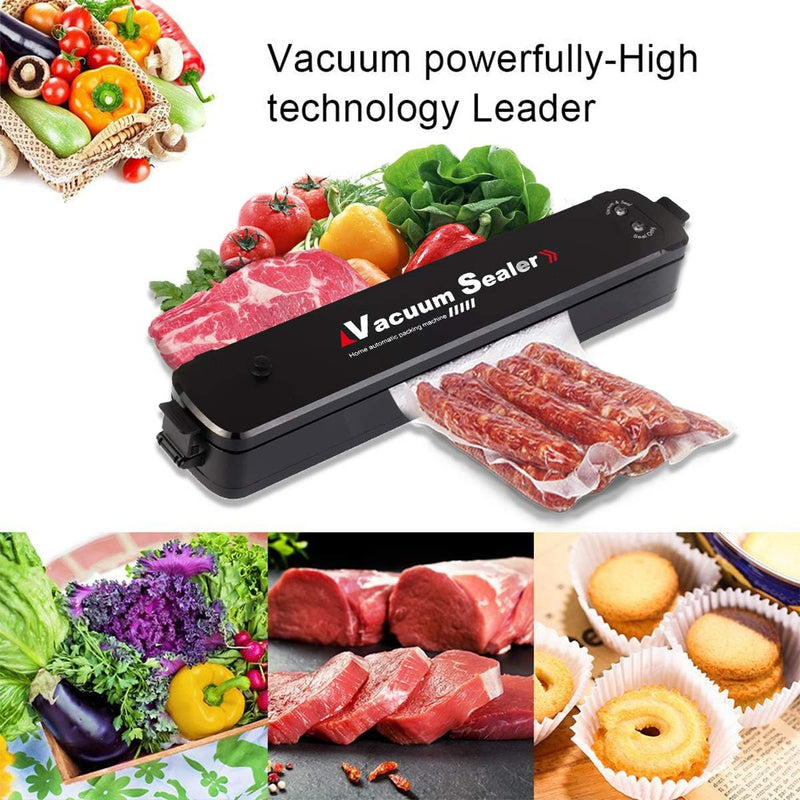 Ganeed Vacuum Sealer Automatic Food Sealer Machine with 15 Heat Seal Bags Vacuum Sealer System for Food Preservation, Black