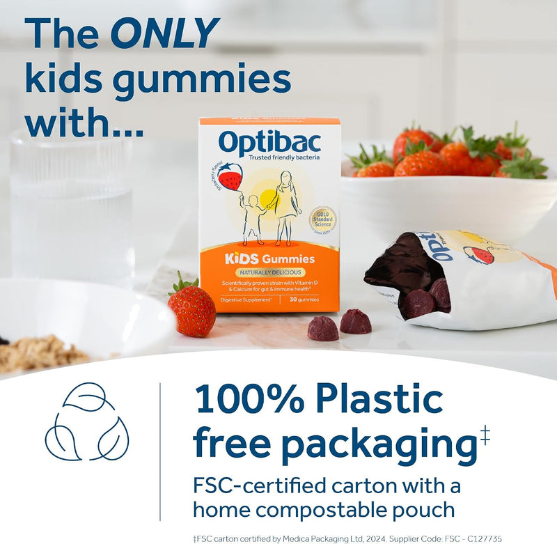 Kids Gummies - Kids Probiotic with Vitamin D & Calcium for Immune System Support & Gut Health and 2 Billion Bacterial Cultures - 30 Vegan Gummies