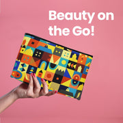 Tediline Makeup Bag With Padding - Zippered Cosmetic Bag, Printed Tribal Art Design - 8 X 5 Inches, Compact Travel Organizer for Makeup, Skincare, and Accessories