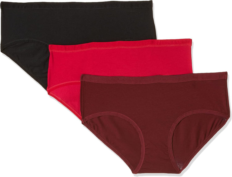 Womens Slim Fit Solid Hipster Panties -Pack of 3 (DCWPAP03C09L40) - Ruby, Beet Red, Navy