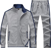 Men's Tracksuits Casual Athletic Sweatsuit 2 Piece Track Suits Set Long Sleeve Training Jogging Outfits Full Zip - Light Grey