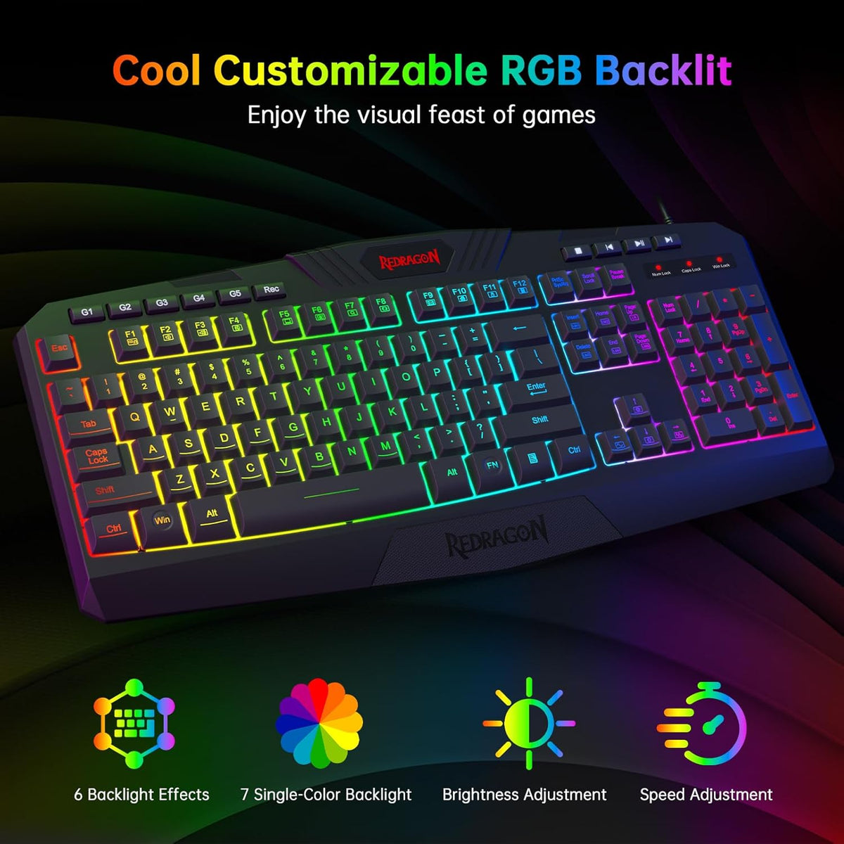 Redragon S101 Wired Rgb Backlit Gaming 4 In 1 Combo – image 2