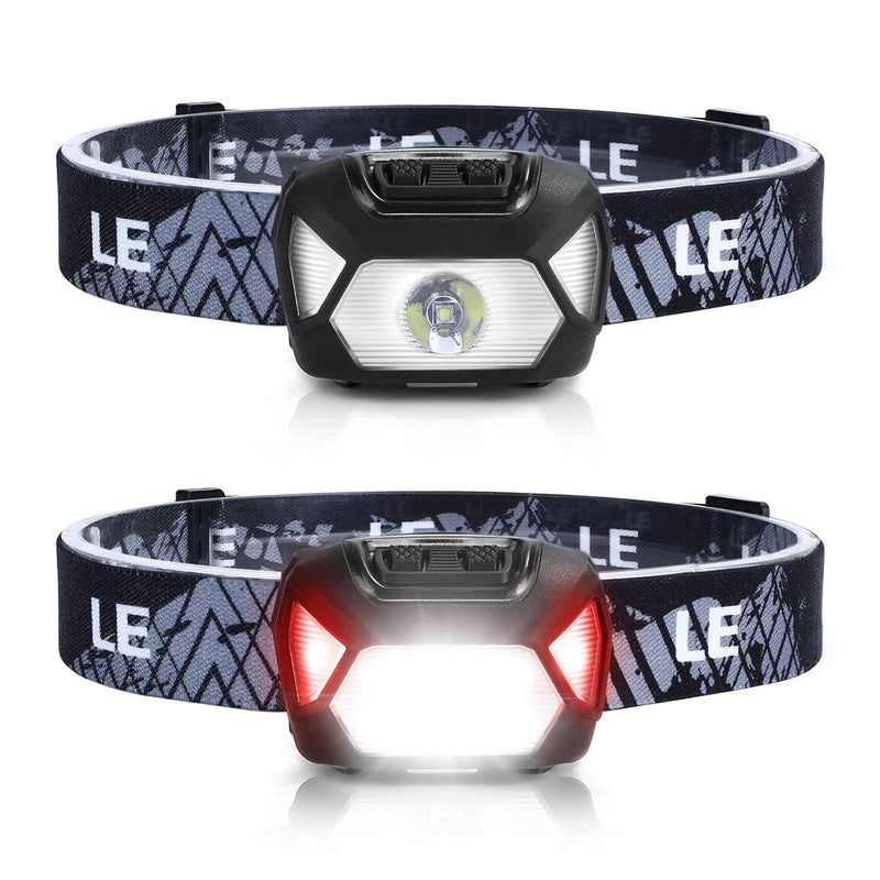 Lepro Headlamp 2-Pack, 1300 Lux Ultra-Light Bright LED Headlights with White Red Light, 6 Modes Battery-Operated Lightweight Waterproof Head Flashlight for Camping Running Cycling Emergency
