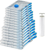 Vacuum Compression Zipper Storage Bags with Airtight Valve and Hand Pump, Large, 5-Pack, Clear - Multiple 15-Pack