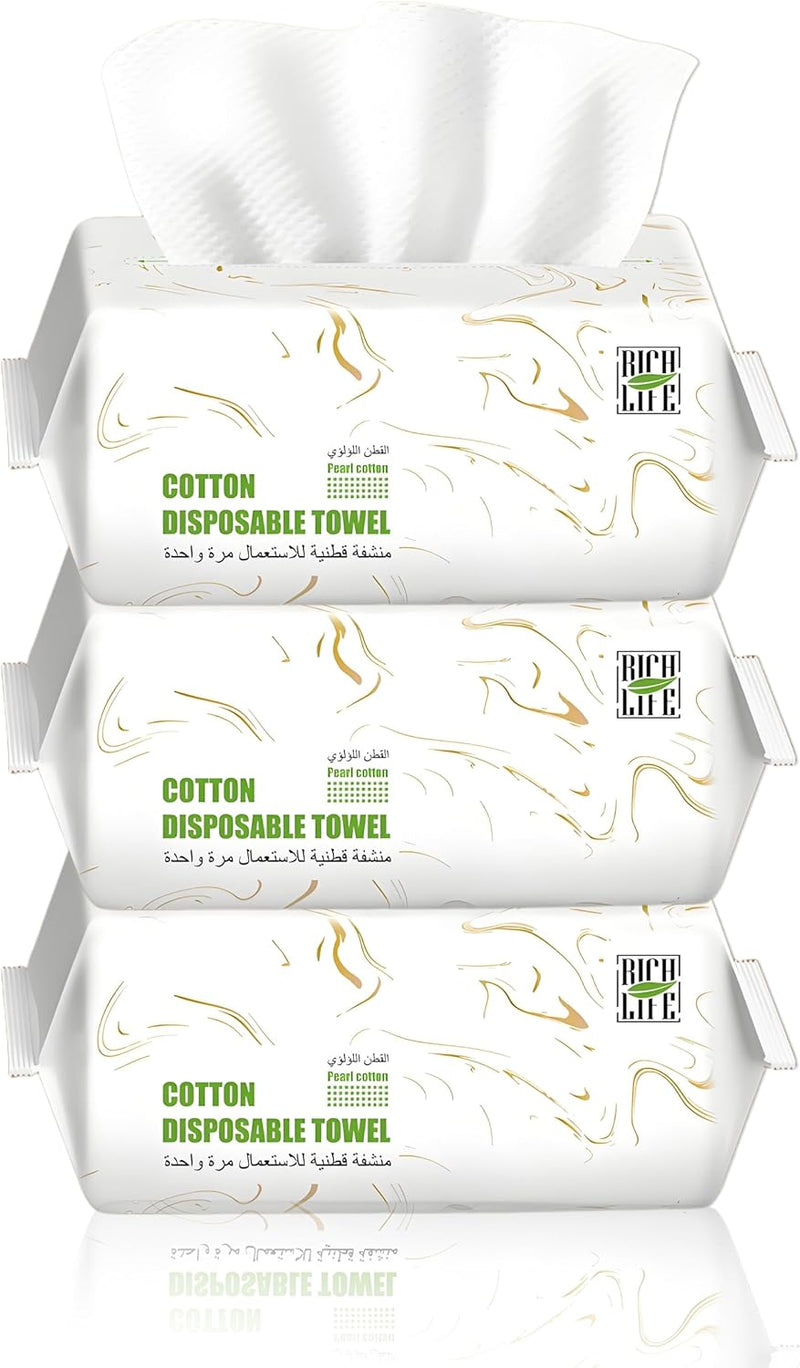 Disposable Face Towel, Cotton Tissue Soft Dry Wipes, Simple Cleaning Facial Tissues Dry Wet Dual Portable Use for Sensitive Skin & Baby & Makeup Remover & Personal Care,Pack of 20