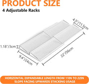 SKY-TOUCH Spice Drawer Rack, 4 Tier- 2 Set (8 Pcs) Expandable From 11" to 22" Clear Acrylic Seasoning Jars Drawers Organizer, Kitchen Drawers, Cabinets Countertops Expandable Storage for Spice Jars