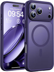 TOCOL for iPhone 17 Case 6.3-Inch, Upgraded Camera Protection, Built-in Ring, Compatible with MagSafe, Shockproof Non-slip Translucent Matte Phone Case, Black - Midnight Purple iPhone 17 Pro Max