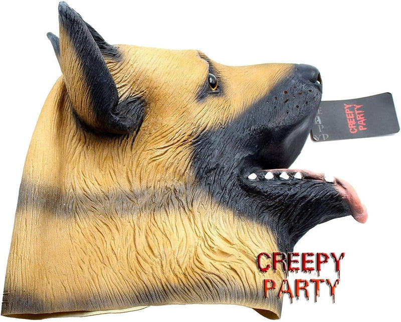 CreepyParty Novelty Halloween Party Latex Animal Dog Head Mask Sounding German Shepherd (Silent)