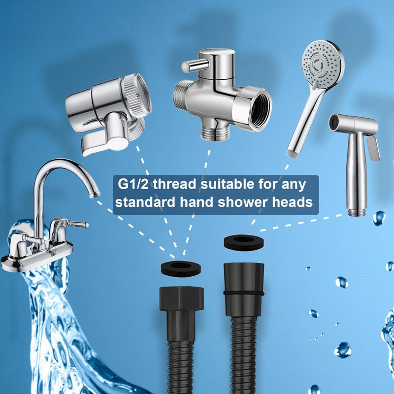 Pugrwei 【New Version】Handheld Bidet Sprayer for Toilet, Premium Stainless Steel Bathroom Bidet Sprayer Set, (Stainless Steel) (Brushed) (Control Value)