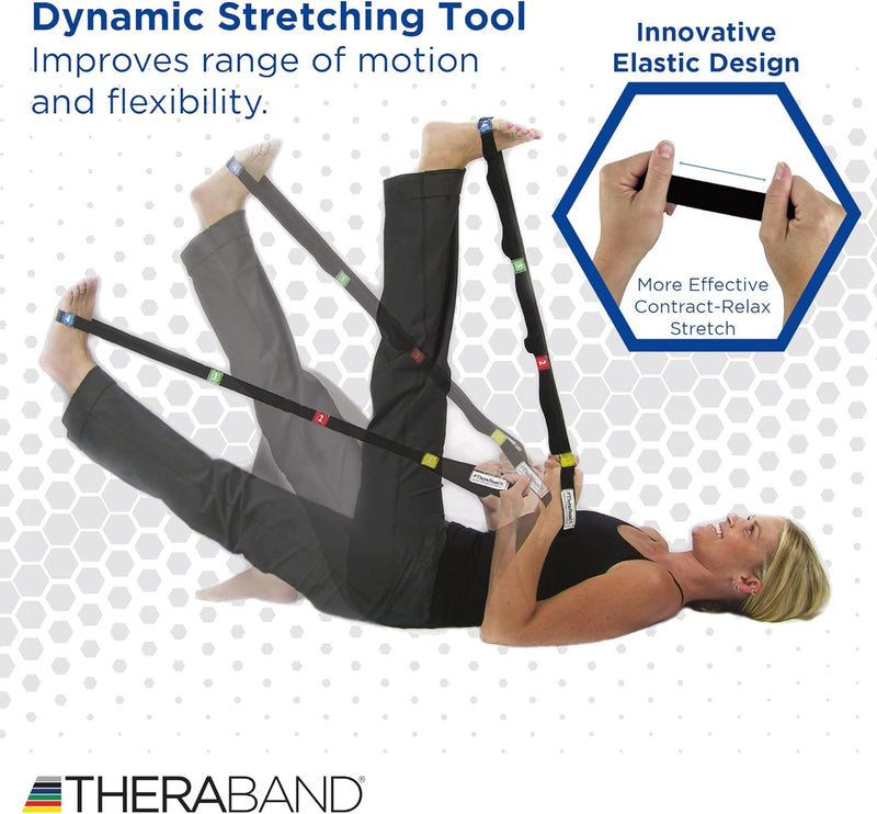 THERABAND Stretch Strap with Loops to Increase Flexibility, Dynamic Stretching Tool for Athletes Including Dancers, Cheerleaders, Gymnasts, Runners, Pilates and Yoga Elastic Stretch Out Band