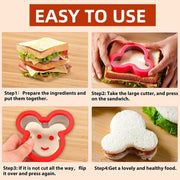 U-HOOME Sandwich Cutter Set Fruit Cutters Bread Cutout Shapes for Kids, 42pcs Mini Vegetable Fruit Shapes Cookie Cutters with Silicone Cup Dividers, 10pcs Food Pick Forks