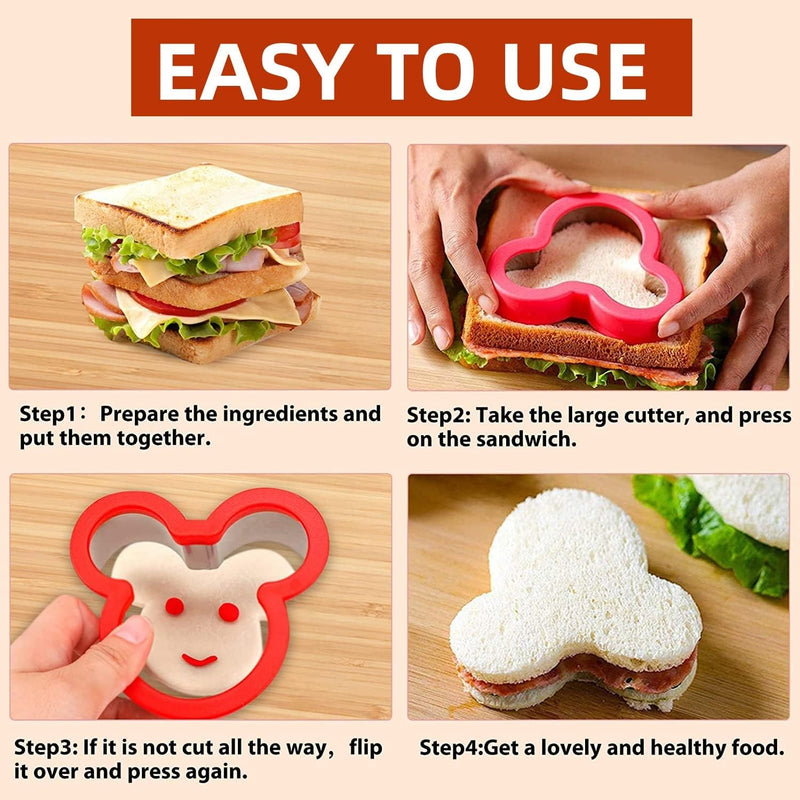 U-HOOME Sandwich Cutter Set Fruit Cutters Bread Cutout Shapes for Kids, 42pcs Mini Vegetable Fruit Shapes Cookie Cutters with Silicone Cup Dividers, 10pcs Food Pick Forks