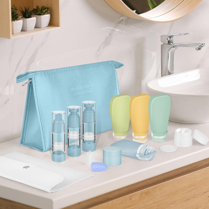 Noideeer 18 Pack Travel Bottle Set, 3oz Silicone Travel Containers, TSA Approved, BPA Free, with a Special Leak-Proof Design. Refillable Liquid Travel Size Toiletries Ideal.