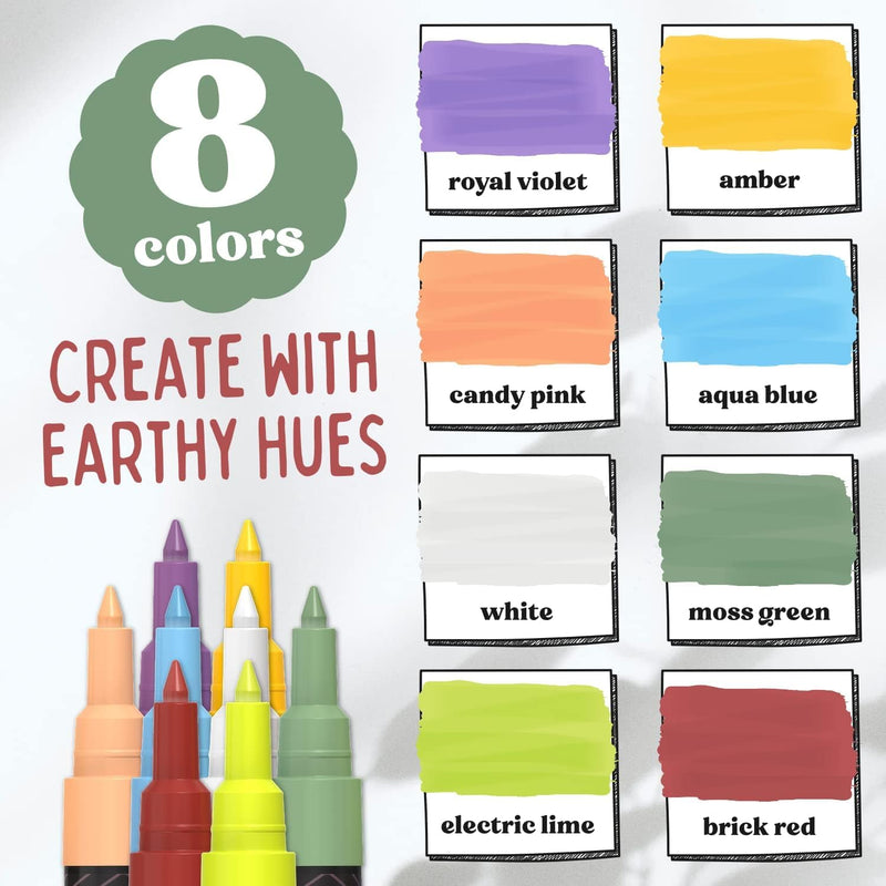 Chalkola 8 Pastel Liquid Chalk Markers for Chalkboard Signs, Blackboard, Window, Labels, Bistro, Glass, Car - Washable Wet Wipe Ink Chalk Board Markers, 6mm Reversible Tip Erasable Liquid Chalk Pens