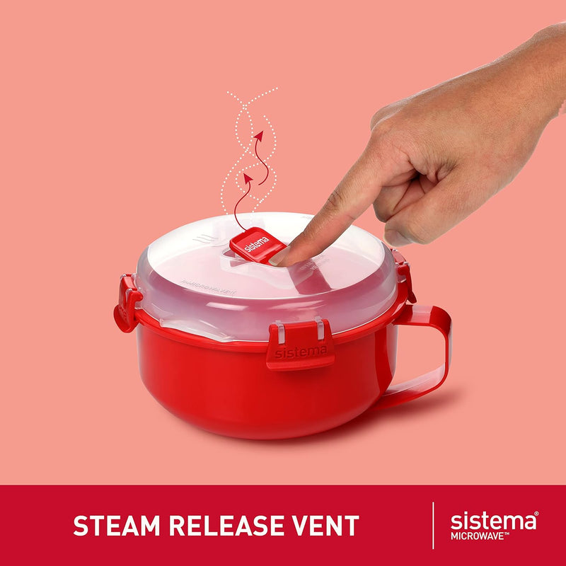 Sistema Microwave Egg Cooker and Poacher with Steam Release Vent, Dishwasher Safe, 9.16-Ounce, Red