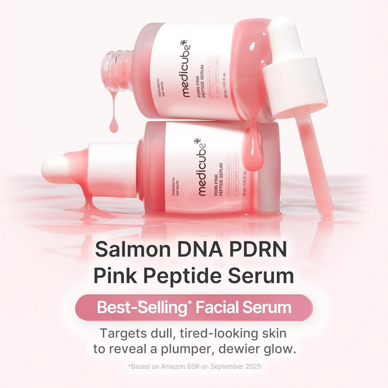 PDRN Pink Peptide Serum Sodium DNA 1%, Pink glow serum, Peptide, Niacinamide, Hydrating & Moisturizing & Plumping, Uneven Skin Tone, Korean Skincare 30ML (1.01 fl.oz., Salmon DNA PDRN)