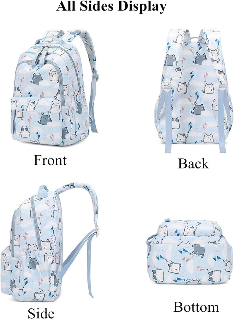 Mfikaryi Cute Cat Casual Daypack Teens Elementary School Backpack Students Bookbag for Girls Boysâ€¦