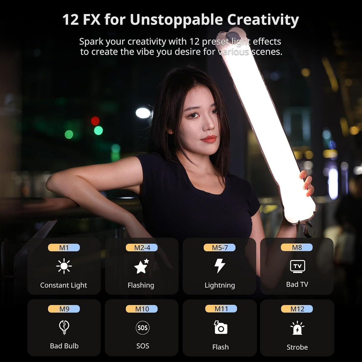 Ulanzi UA12 Bi-Color Inflatable Tube Light, Foldable LED Video Light for Photography, 2700K-6500K, 12W 2500mAh Rechargeable Photography Light Bar 1/4" Mount LED Lighting Wand Stick for Video Shooting – image 2