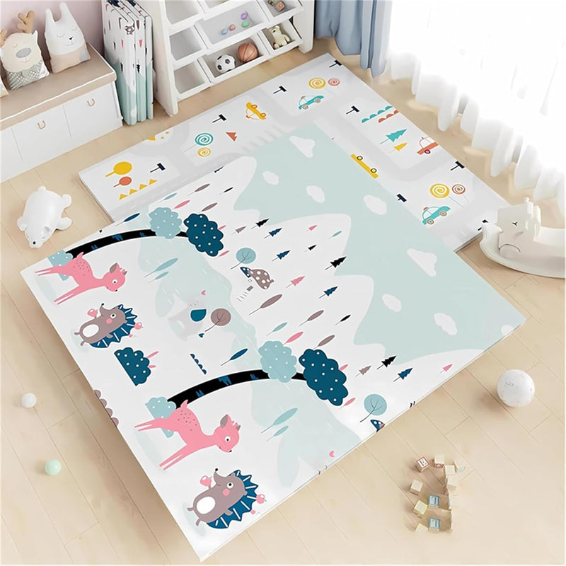 MOTIM Baby Play Mat, 180 x 200CM Reversible Foldable Baby Mat, Waterproof Non Toxic Anti-Slip Reversible Foam Playmat for Babies, Infants, Toddlers