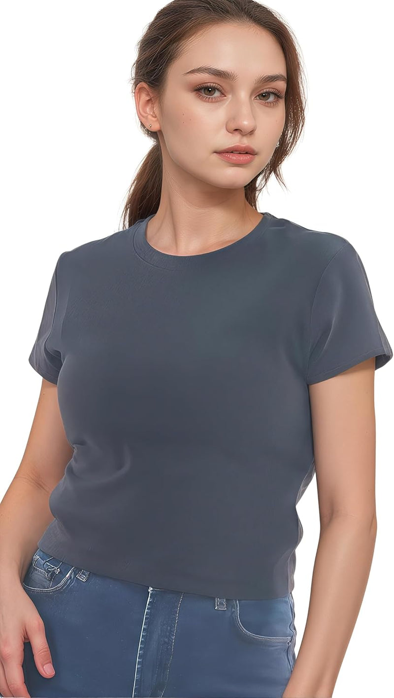 193298 Women's Slim Fit Half Sleeve T-Shirt - Black