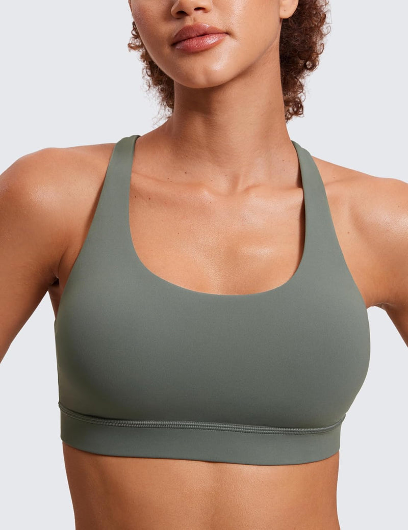 CRZ YOGA Women's Strappy Sports Bras Fitness Workout Padded Yoga Top Criss Cross Back Cami