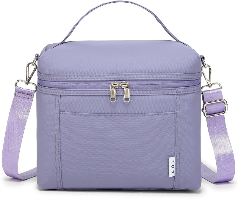 Insulated Lunch Bags for Women Cooler Bag Lightweight Nylon Waterproof Lunch Box For Work - Medium(normal) Light Purple