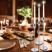 Tidelence Candle Holders for Taper Candles Set of 3 Decorative Candlestick Holders for Wedding, Dinning, Party Fits 3/4 inch Thick Candle&Led Candles (Silver)