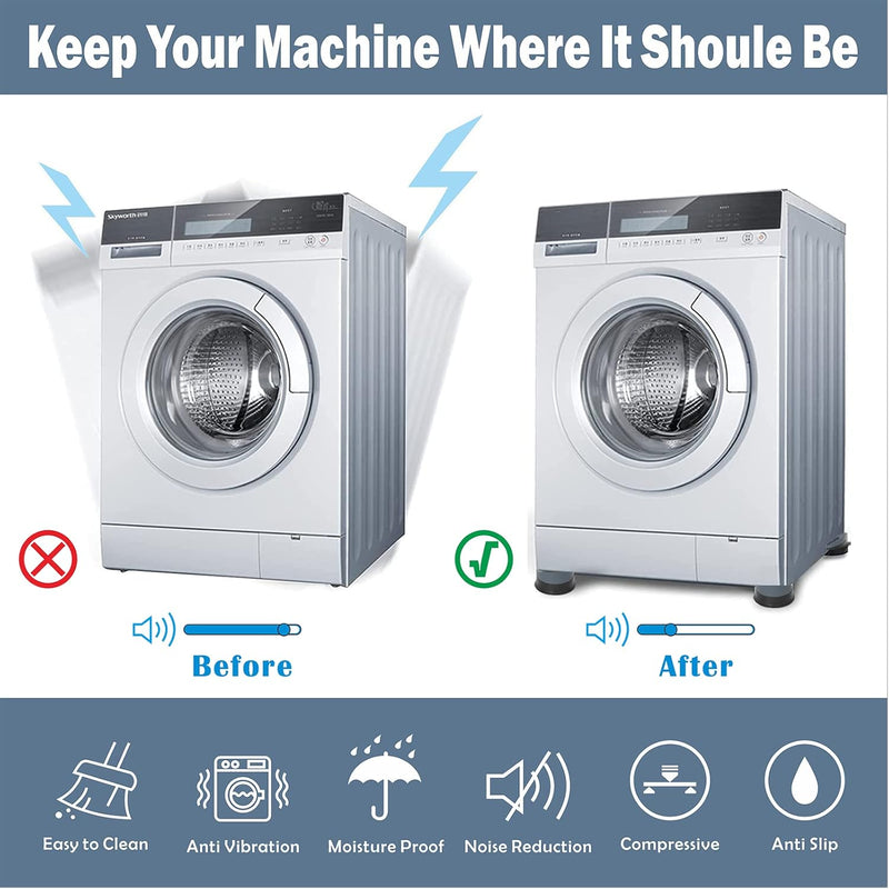 SRXAMZus Anti Vibration Pads, 8pcs Washing Machine Base Foot Pads, Non Slip Heighten Shock and Noise Cancelling Mat for Washer and Dryer Machine Support Protects Pedestals (8 PCS)