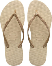 Slim, Zehentrenner Damen - Sand Grey/Light Golden