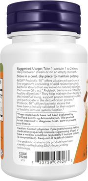 Foods Probiotic-10 25 Billion Multi-Strain Probiotic for Digestive Health, Gut Microbiome Balance & Immune System Support 50 Veg Capsules