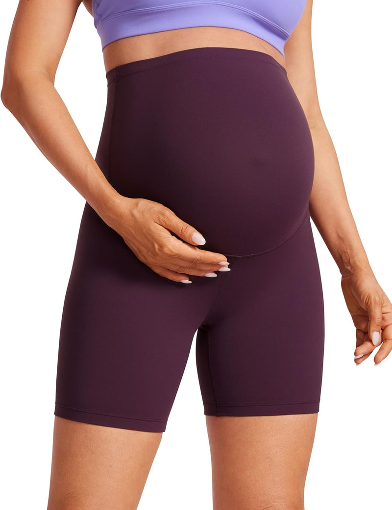 CRZ YOGA Womens Butterluxe Maternity Yoga Biker Shorts Over The Belly 4" / 6" - Pregnancy Workout Running Athletic