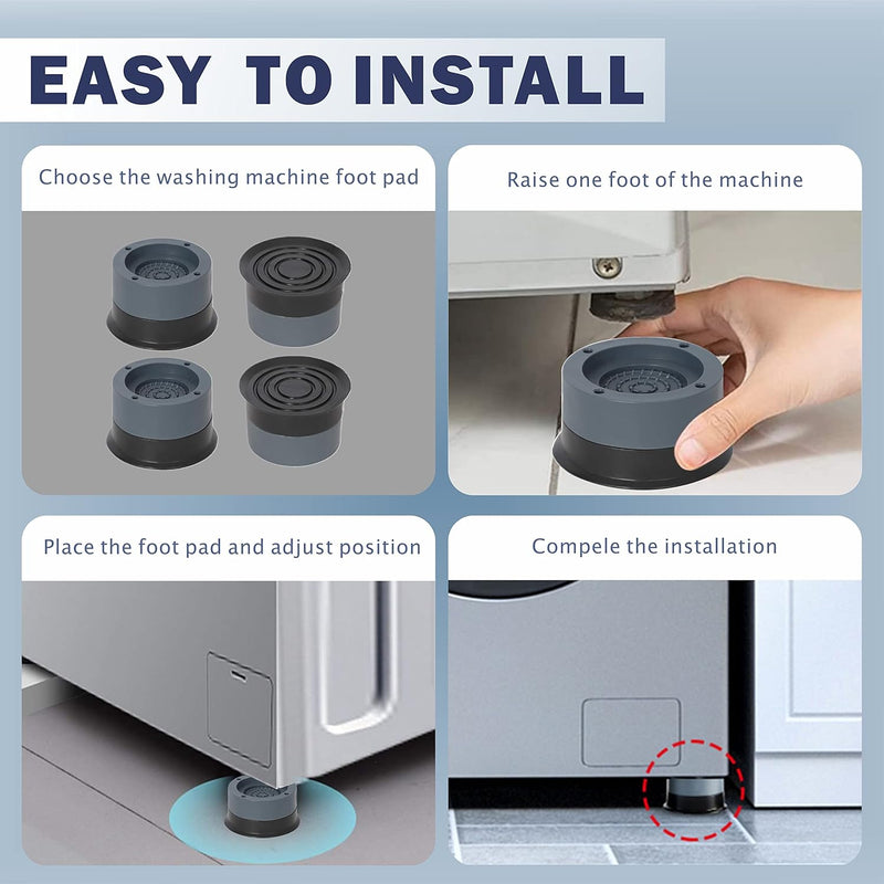 SRXAMZus Anti Vibration Pads, 8pcs Washing Machine Base Foot Pads, Non Slip Heighten Shock and Noise Cancelling Mat for Washer and Dryer Machine Support Protects Pedestals (8 PCS)