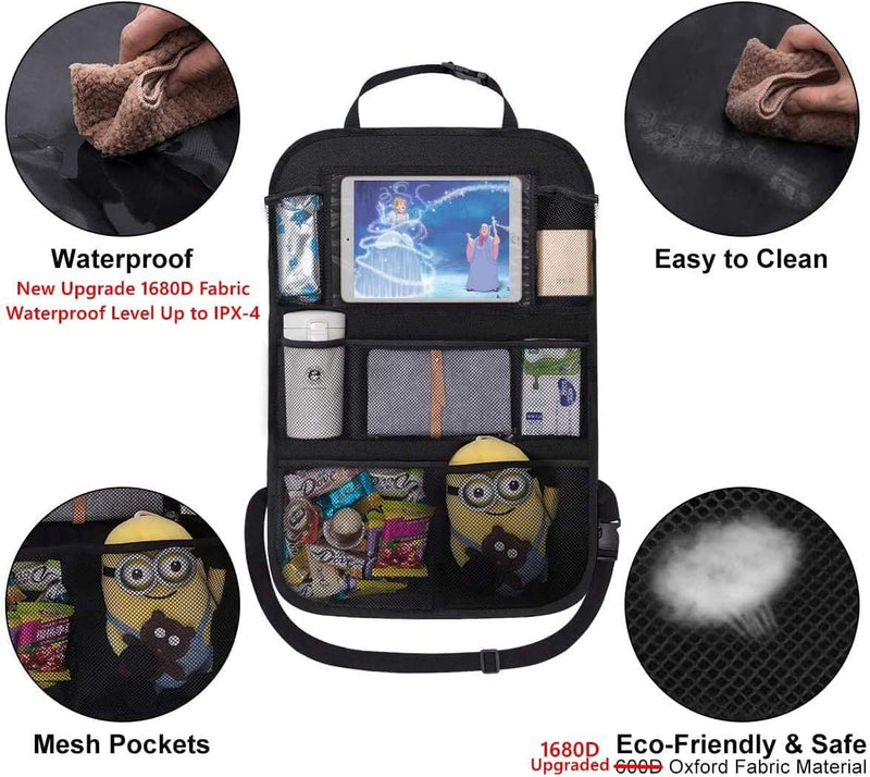 ONE PIX Backseat Car Organizer Mats Back Seat Organizers and Storage Bag with Touch Screen Tablet Holder for Kids Toddlers Car Seats, Travel Accessories, Road Trip Essentials Kids - 1Pack