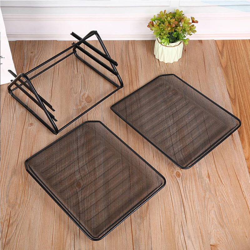 Desk Deposit Tray 2 Layer A4 Metal tray Office Desk Organiser Paper office Mesh Document Basket File Paper Tray Letter Organiser Holder Desktop Accessories