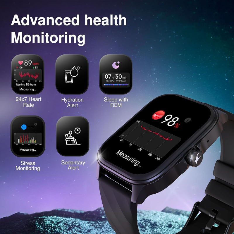 Fastrack Astor FS1 Pro Smart Watch, 1.97' AMOLED Display, Bluetooth Calling, 100+ Sports Modes, SpO2 & Heart Rate Monitoring, Women's Health, IP68, Up to 5 Days Battery, Functional Crown