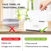 Face Clean Towels, 100% Cotton Extra Thick Disposable Towel, Lint- free Facial Tissue for Sensitive Skin Cleansing, Skincare and Makeup Remover, Dry Wipes (6 Pack)
