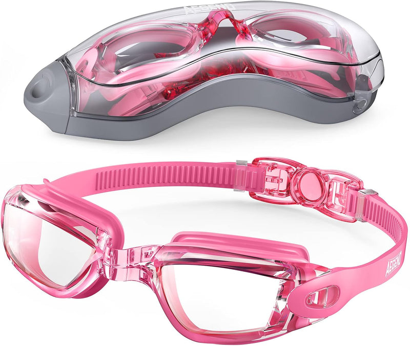 Aegend Swim Goggles, Swimming Goggles No Leaking Adult Men Women Youth, Aqua, UK-02-0016-1 - Rose Red