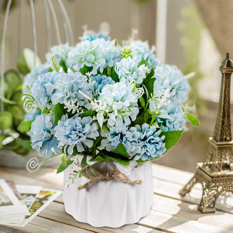 UCHUANG Fake Flowers with Vase, Artificial Roses Bouquet in Vase, Centerpiece Table Decorations for Coffee Table, Living Room, Dining Table, Office, Kitchen, Home Room Decor(White, with Glass Vase)