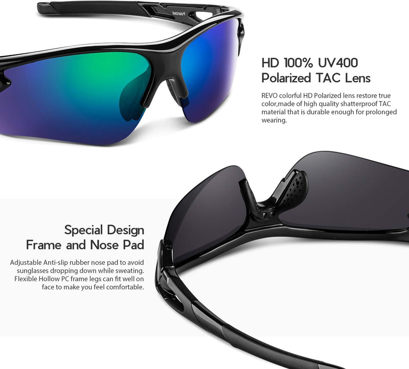 Polarized Sports Sunglasses for Men Women Youth Baseball Fishing Cycling Running Golf Motorcycle Tac Glasses UV400